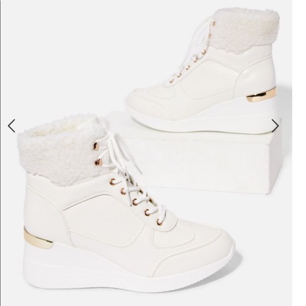 Sherpa lined wedge sneakers